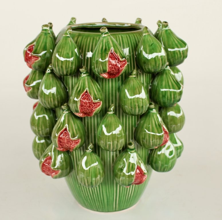 Large Dark Green Fig Ceramic Vase